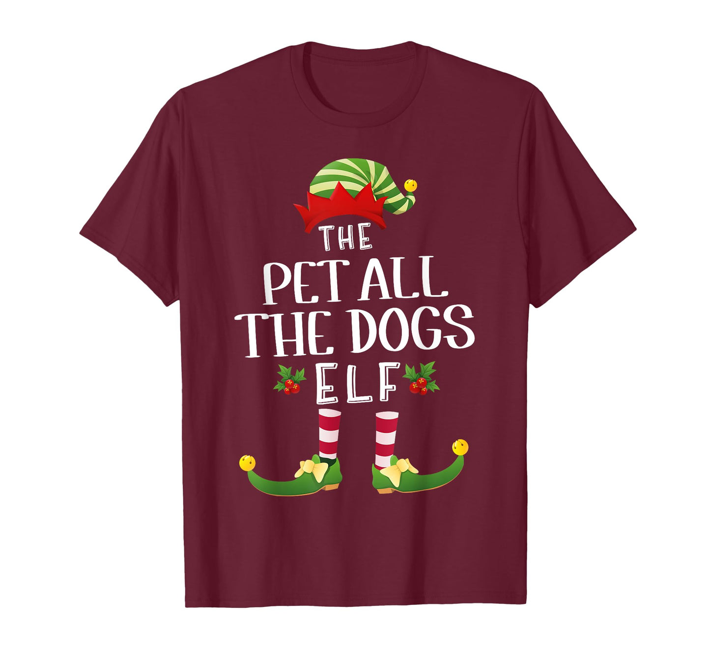 Pet All The Dogs Christmas Elf Matching Pajama X-Mas Party T-Shirt