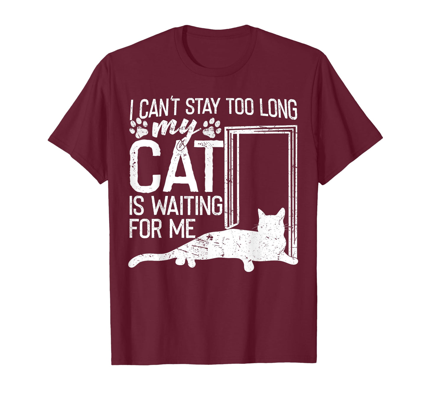 I Can't Stay Too Long. My Cat is Waiting For Me Cat Lover T-Shirt for Men Women Kids