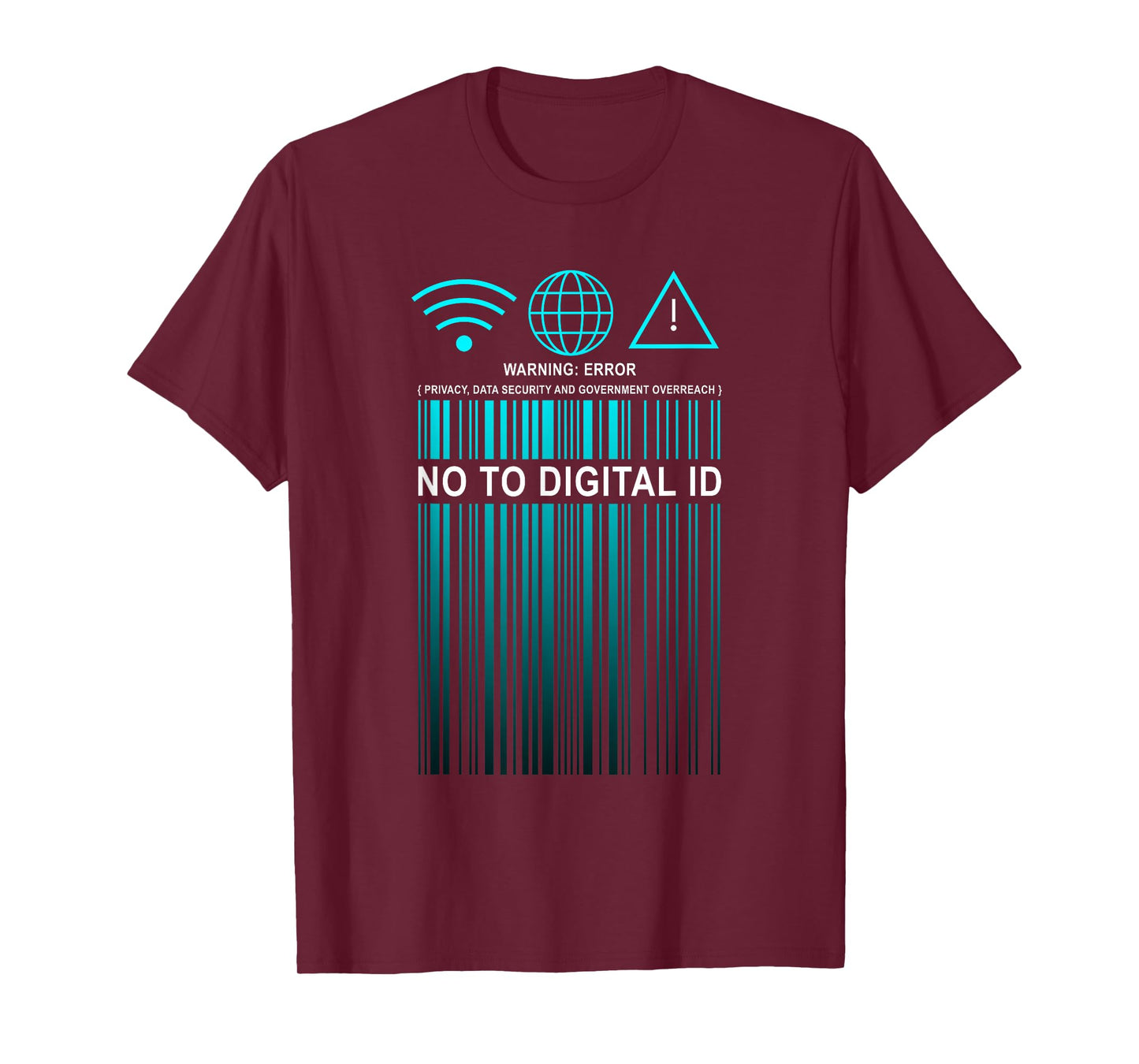 Say No to Digital ID – Freedom & Conservative Barcode Cyan T-Shirt