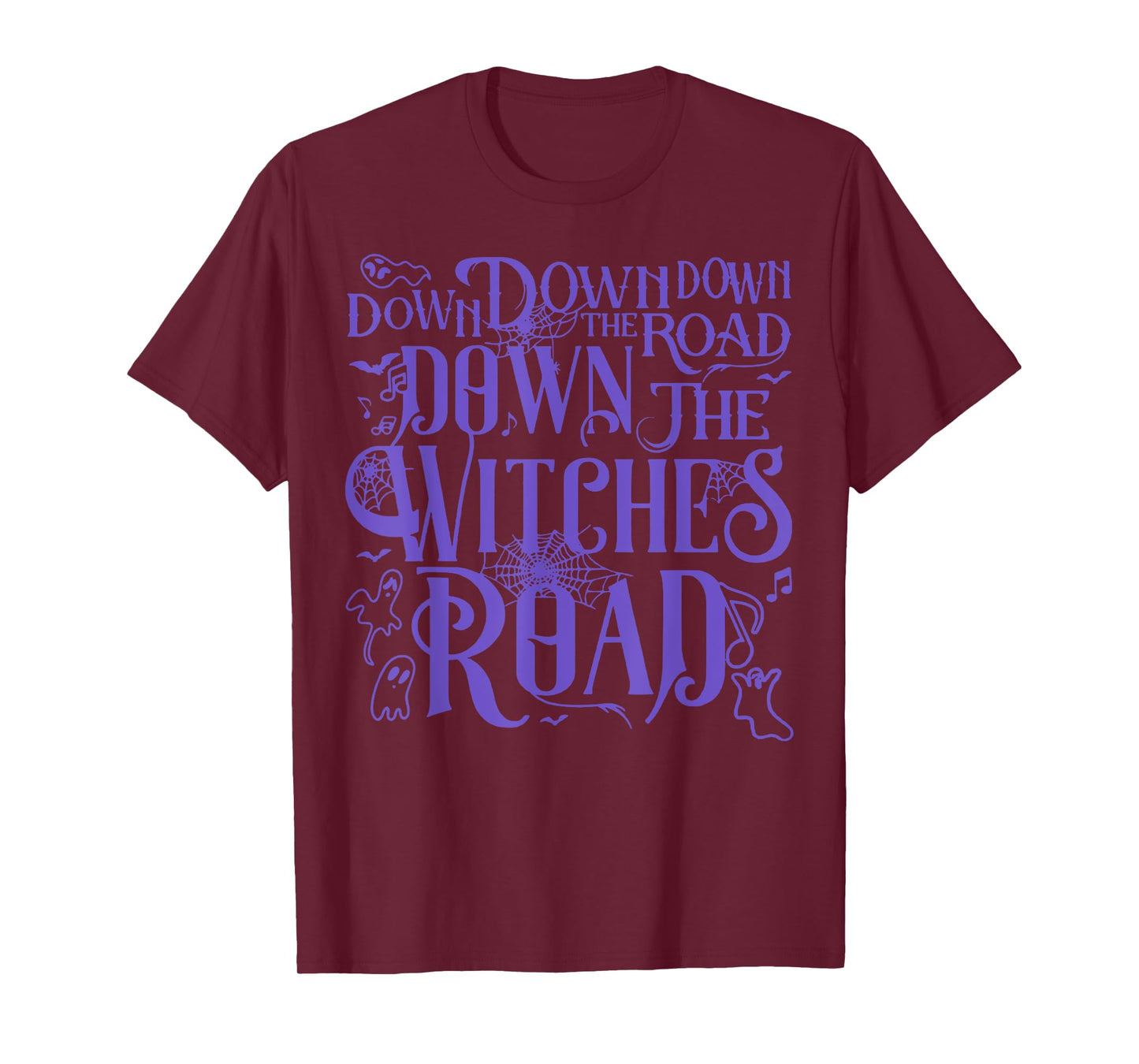 Funny Down The Road Down The Witches Road Shirt Unisex-Adults Black Halloween Graphic T-Shirt