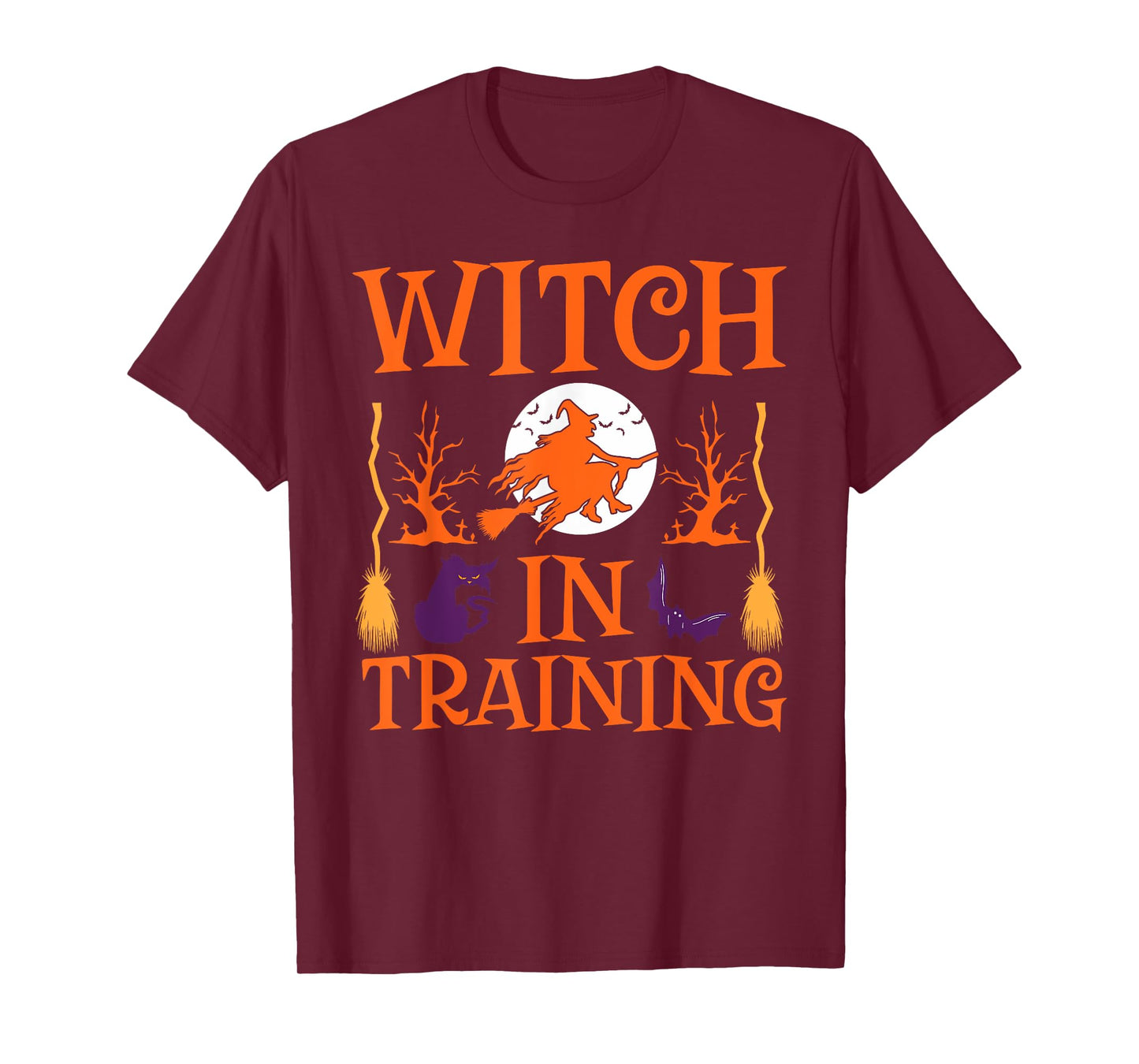 Scary On Her Broom Halloween Party Spooky Witch In Training T-Shirt