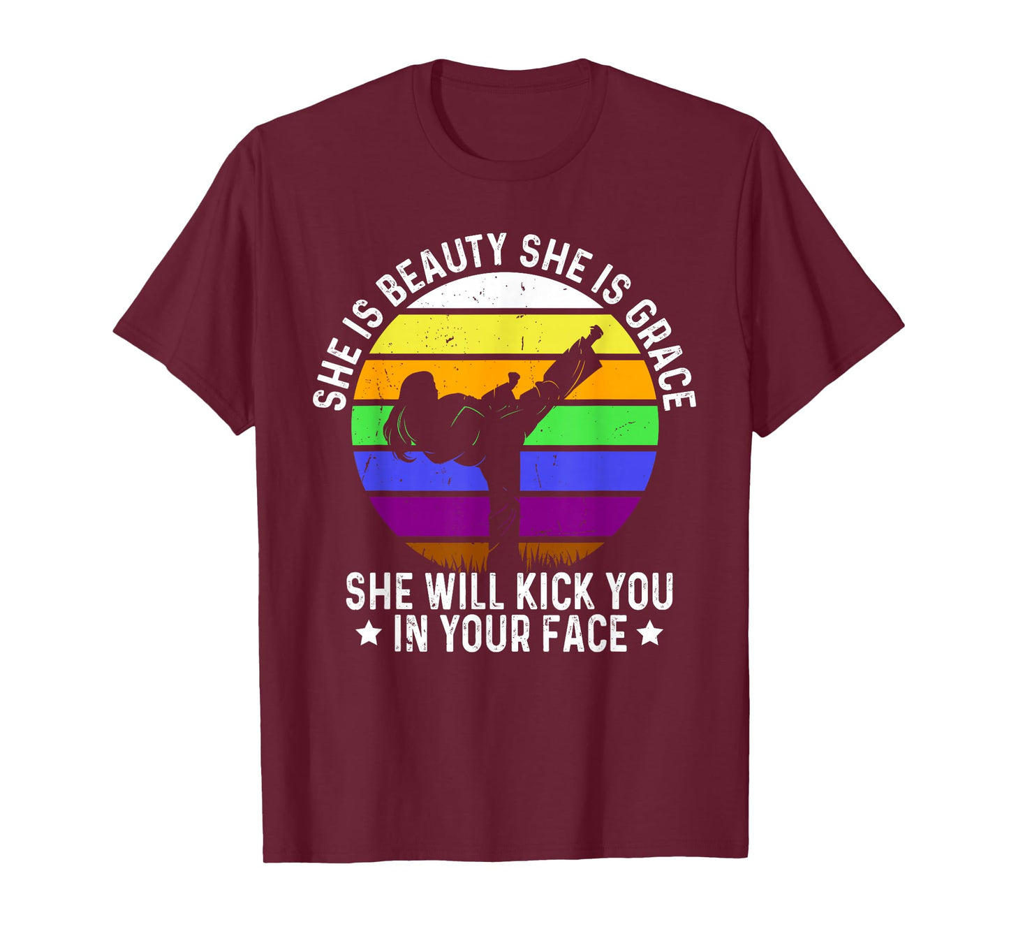 She is Beauty She is Grace She Will Kick You Karate Girl T-Shirt