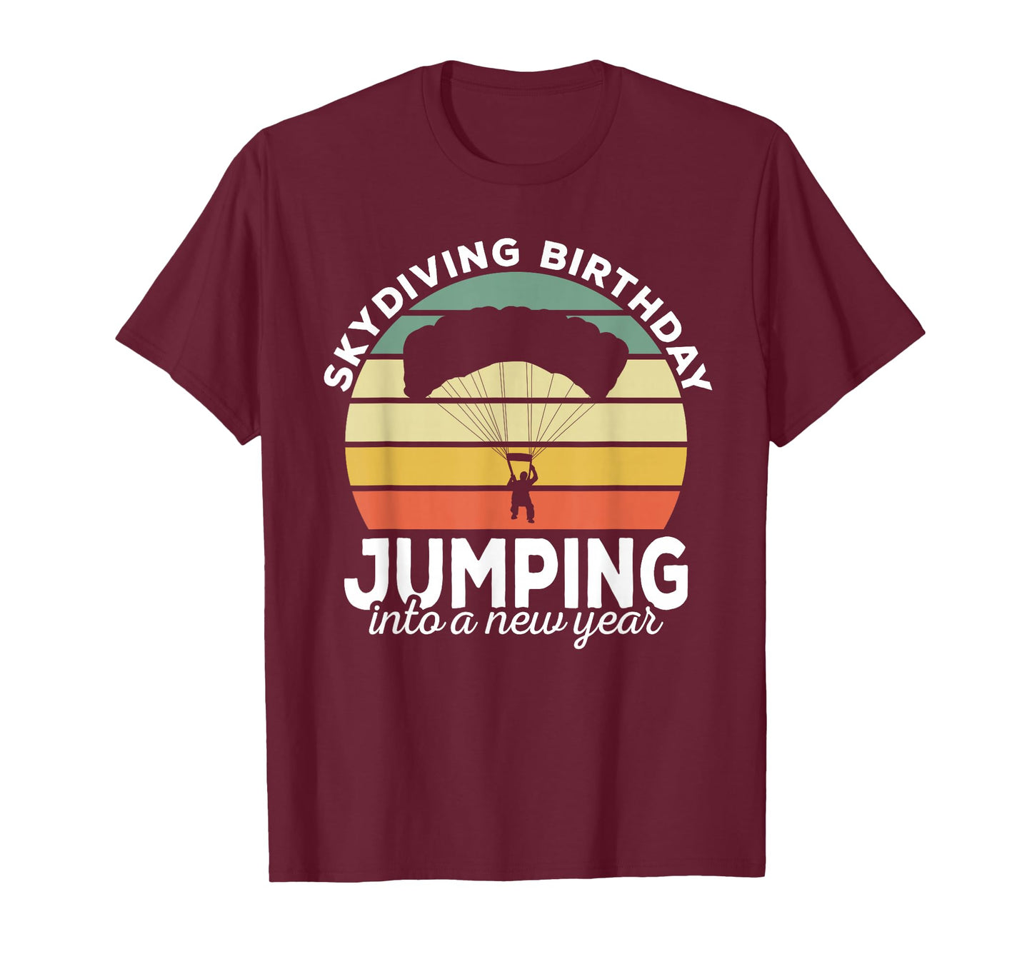 Funny Skydiver Retro Designs Skydiving Birthday Parachuting Vintage Black Unisex-Adults T-Shirt