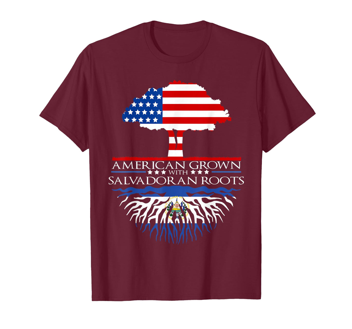 Salvadoran Roots American Grown Tree Flag USA El Salvador T-Shirt