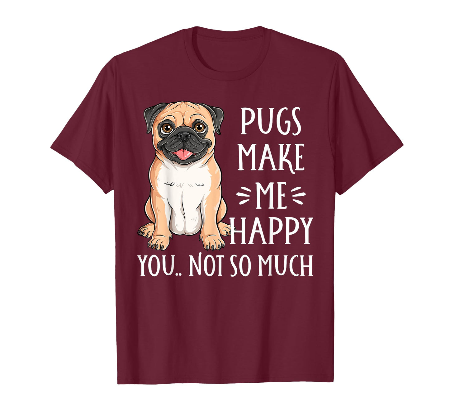 Love Pug Dogs Co Unisex-Adults Kids Funny Pug Puppy Dog Lover T-Shirt Black Cartoon Short Sleeve T-Shirt
