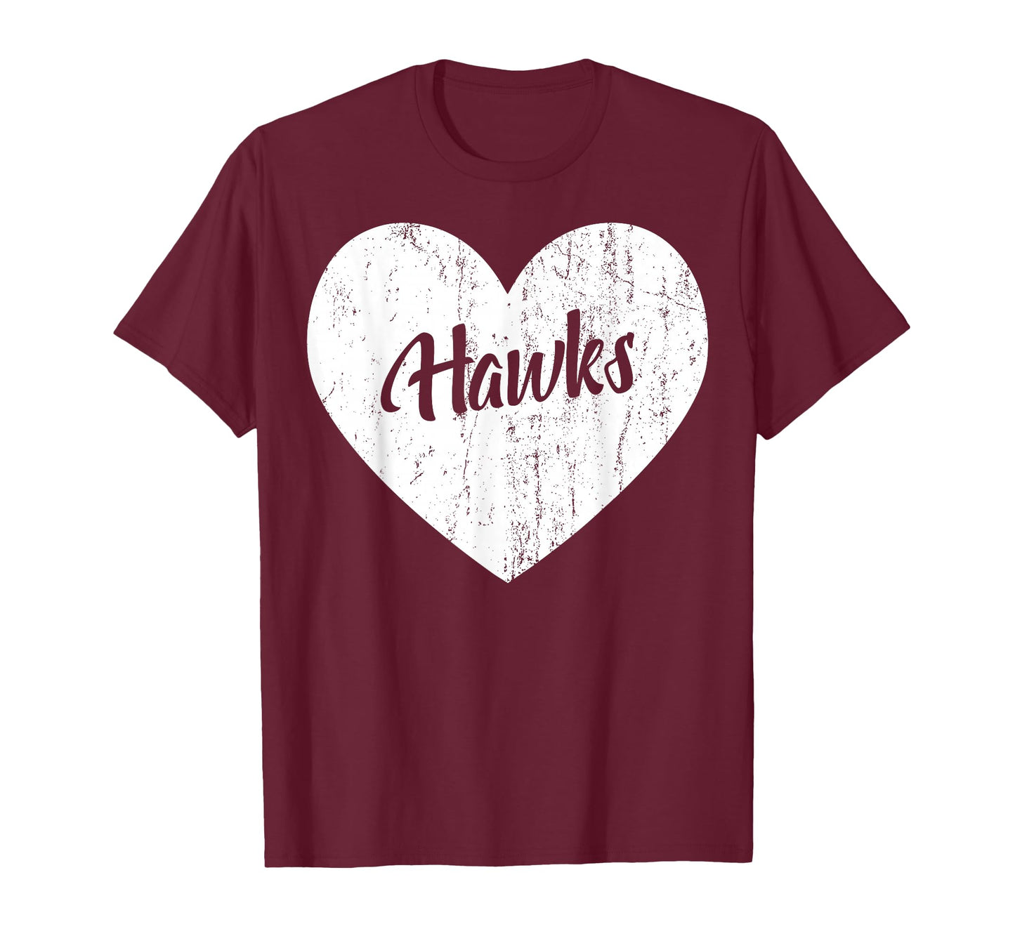 Hawks School Sports Fan Team Spirit Mascot Heart Gift T-Shirt