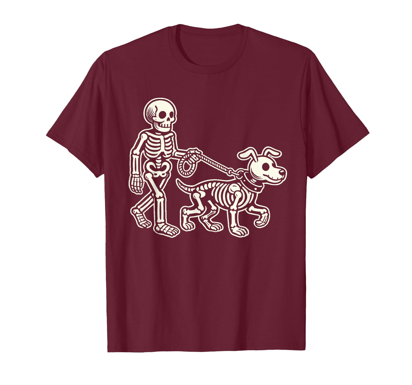 Skeleton Leads Dog Funny Skull Pet For Halloween Costume T-Shirt for Men Women Kids
