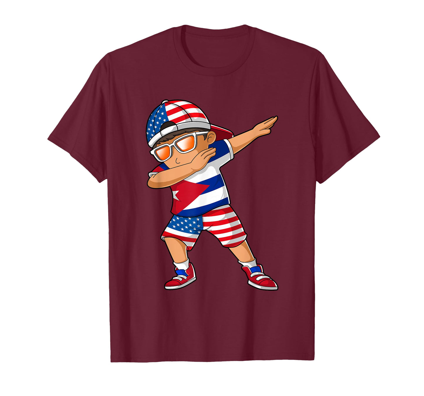 Half American Half Cuban Boy Kid Cuba Flag Patriotic T-Shirt