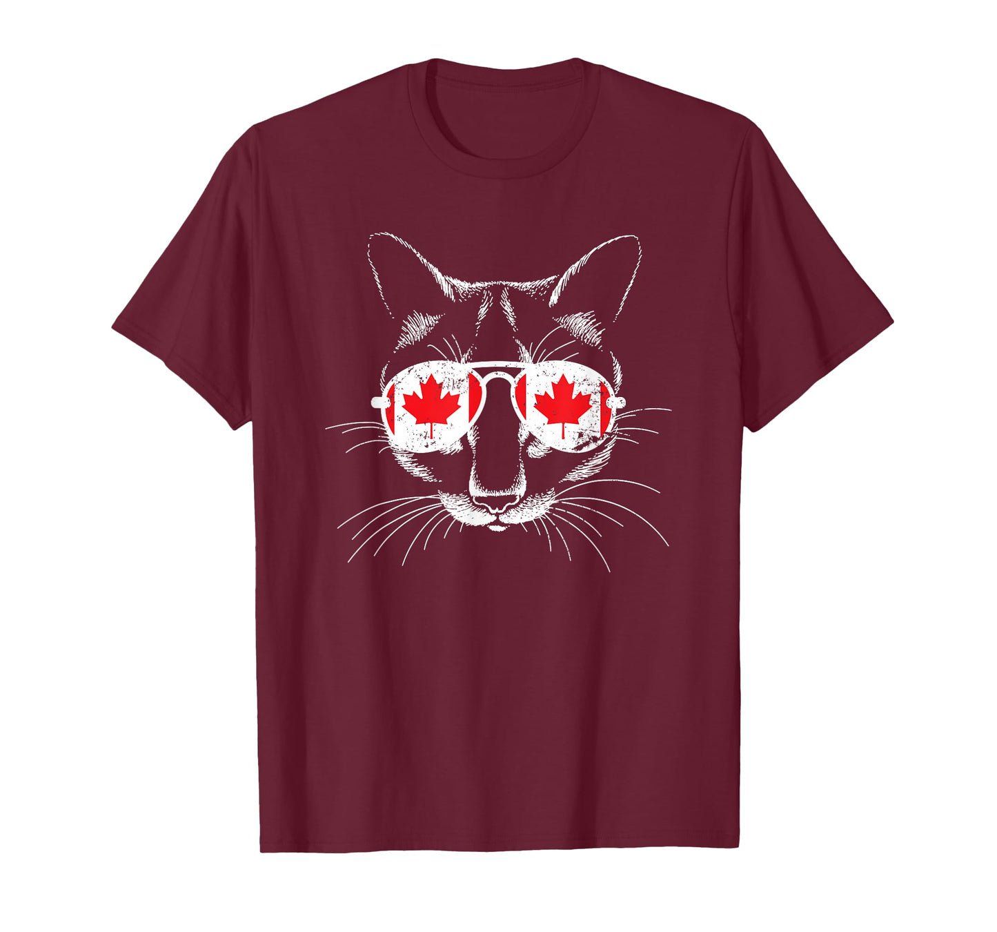 Canadian Cat Animal Canada Flag Sunglasses Canada T-Shirt
