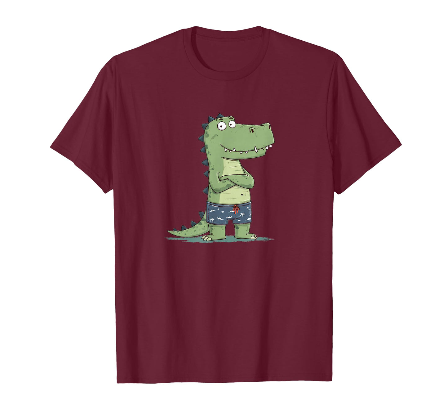 Funny Smiling Alligator in Swim Shorts for Boys and Girls T-Shirt