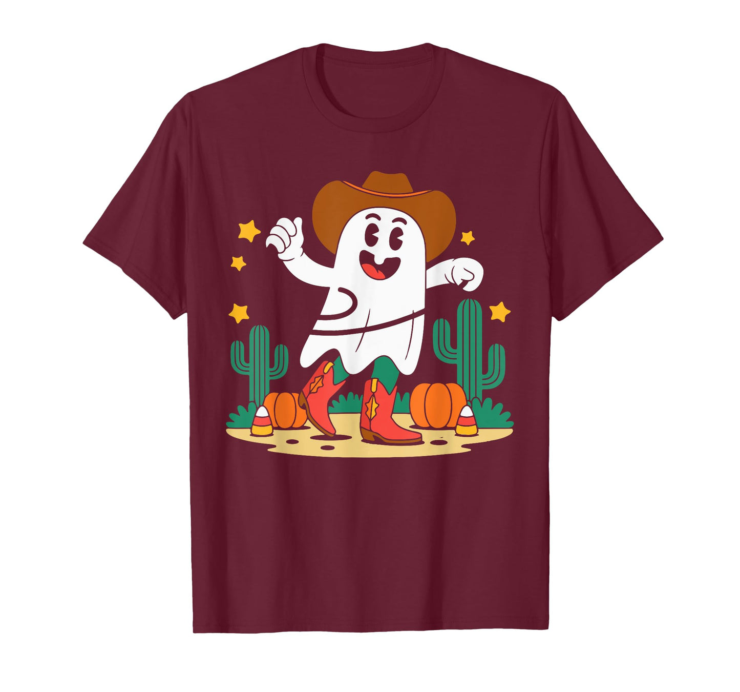 Cute Cowboy Western Ghost for Fall Spooky Halloween Boys T-Shirt