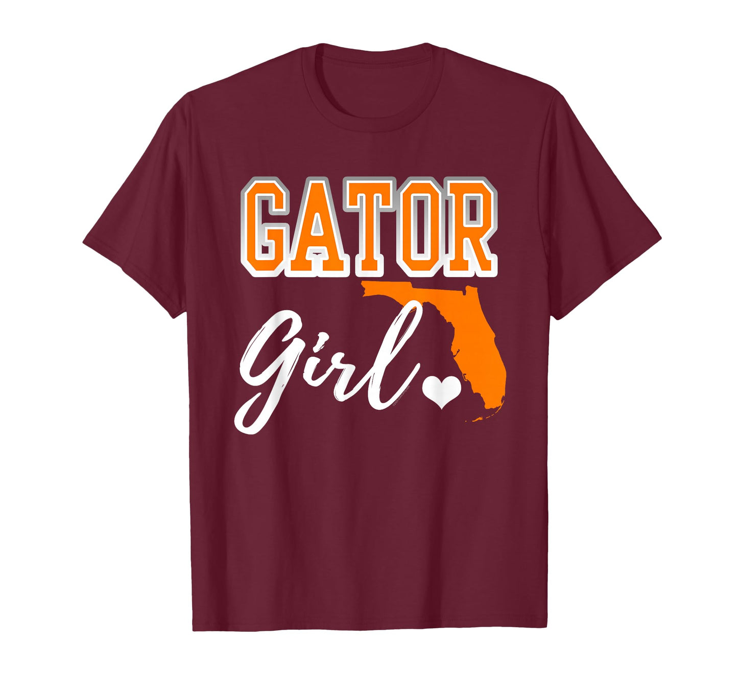 Gator Girl Florida Heart Map Shape Souvenir Gift for Women T-Shirt