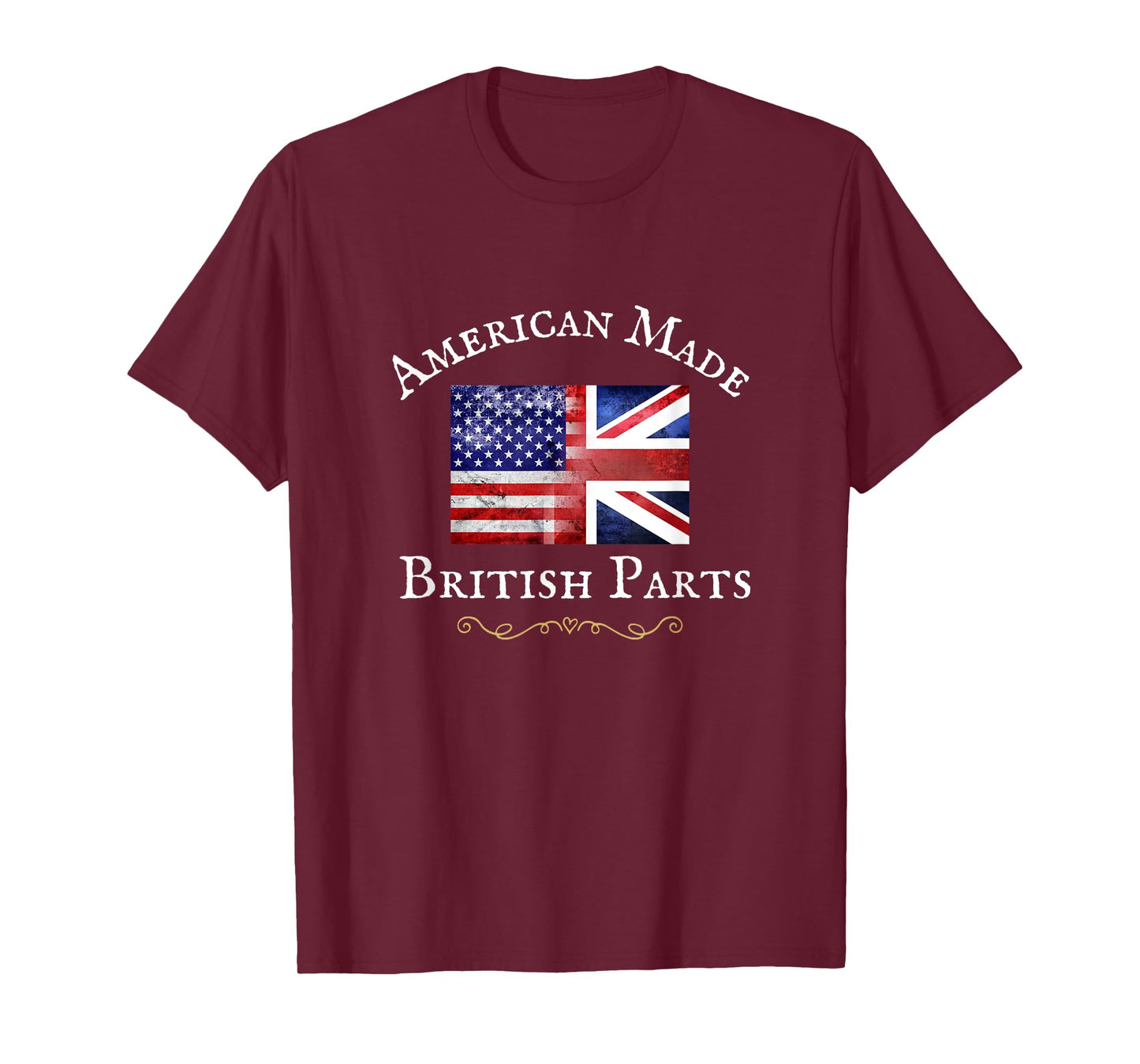 AMERICAN MADE BRITISH PARTS, WOMEN, MEN, USA BRITISH FLAG T-Shirt