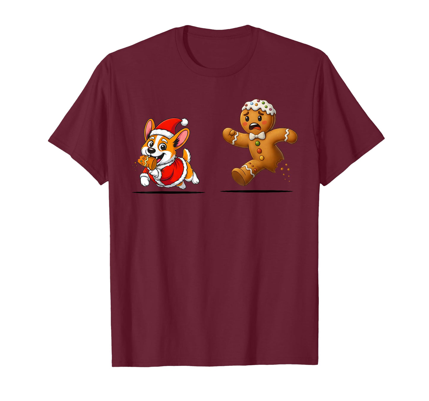 Gingerbread Cookie Chasing Corgi Christmas Dog Mom Pet Lover T-Shirt