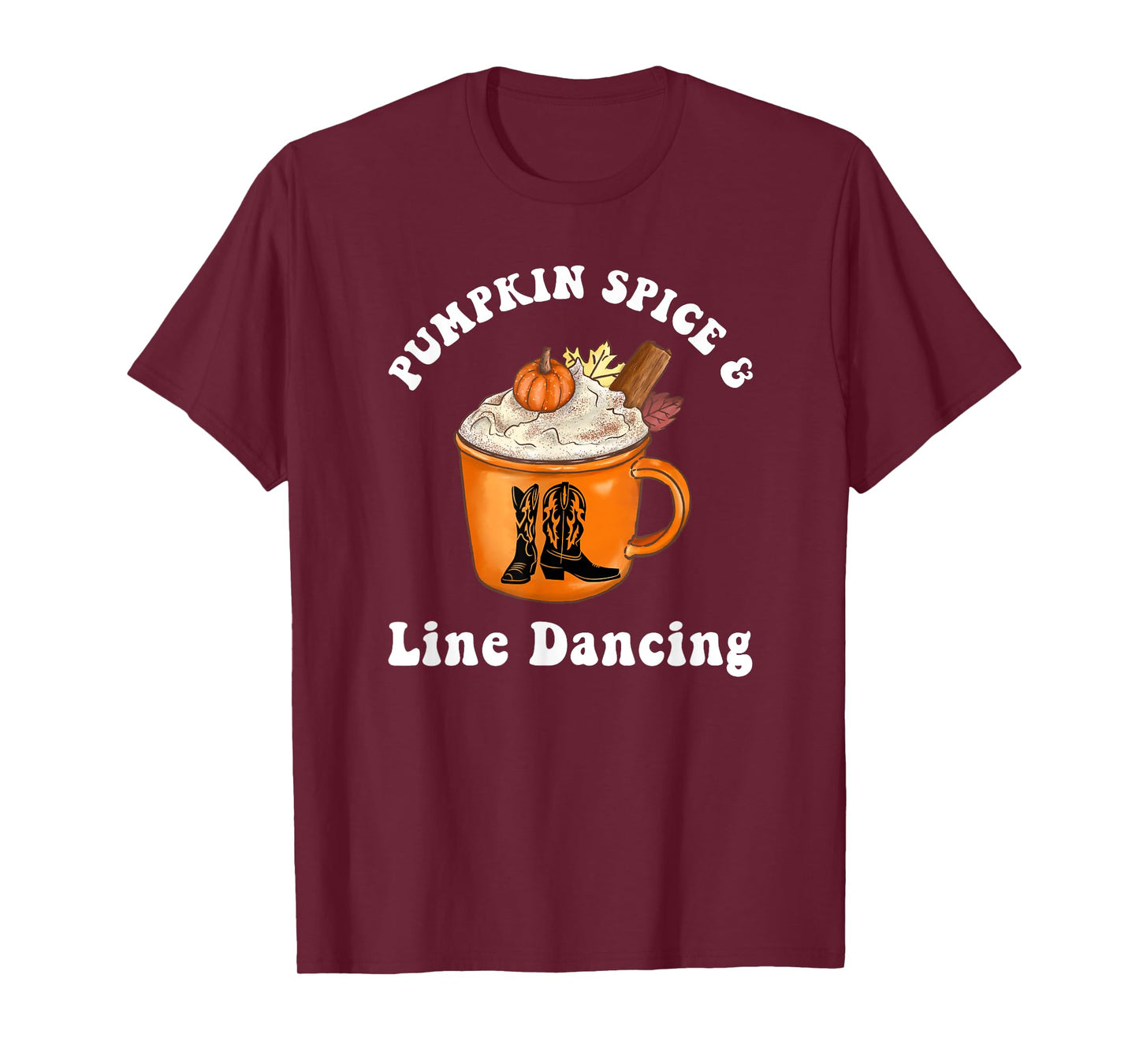 Pumpkin Spice and Line Dancing Cute Autumn Country Music T-Shirt