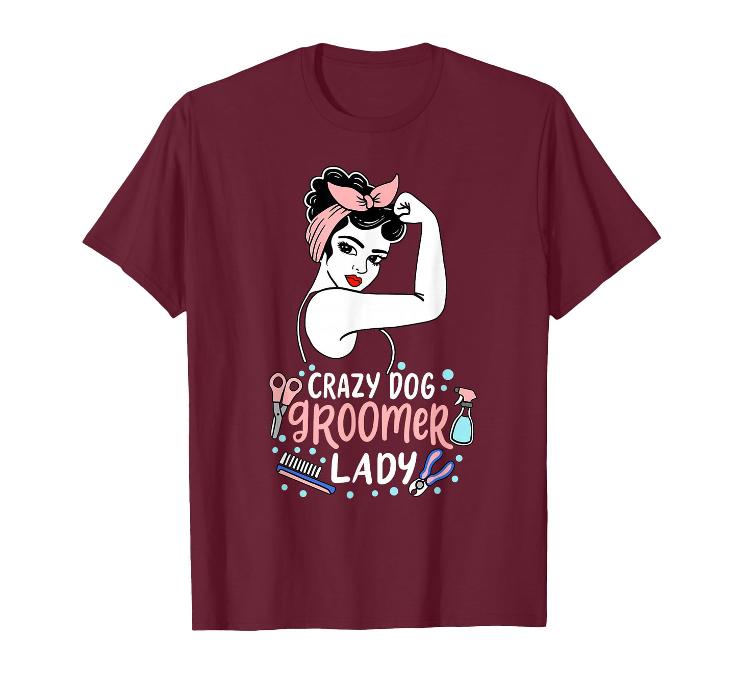 Cute Dog Groomer Lady Funny Puppy Stylist T-Shirt