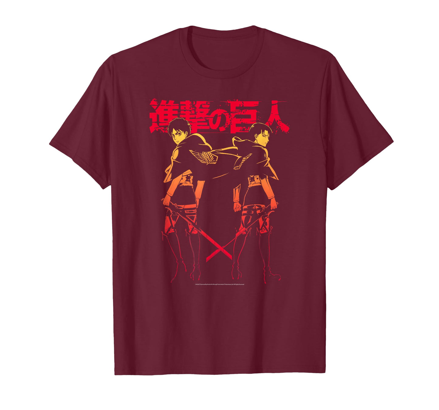 Attack on Titan Levi & Eren Gradient with Japanese Anime T-Shirt