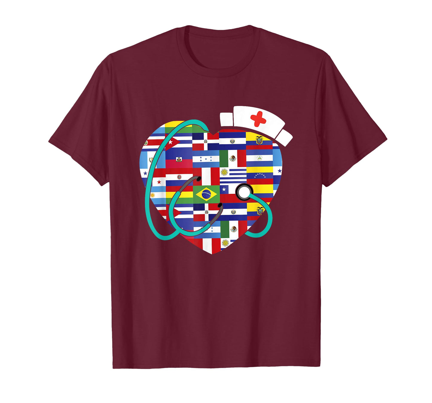 Hispanic Heritage Month Latino Countries Flags Nurse T-Shirt