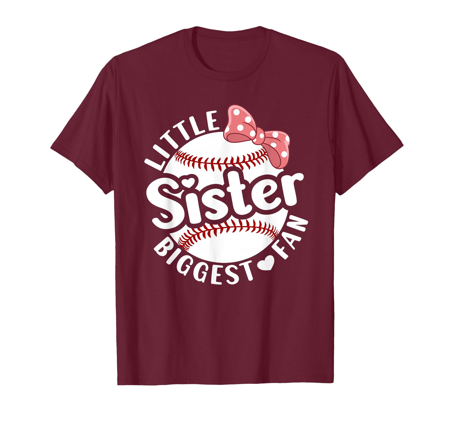 Little Sister Biggest Fan Baseball Sister T-Shirt