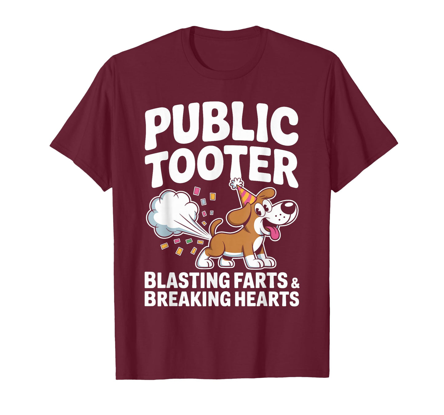 Public Tooter Blasting Farts Breaking Hearts Humor Funny Dog T-Shirt