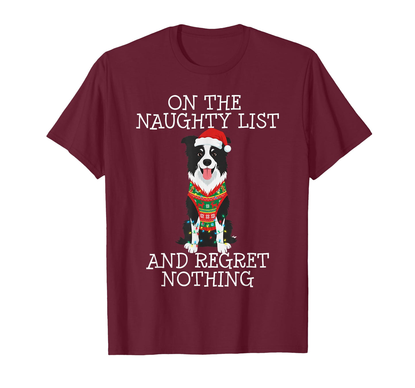 Funny Christmas Border Collie Naughty List T-Shirt