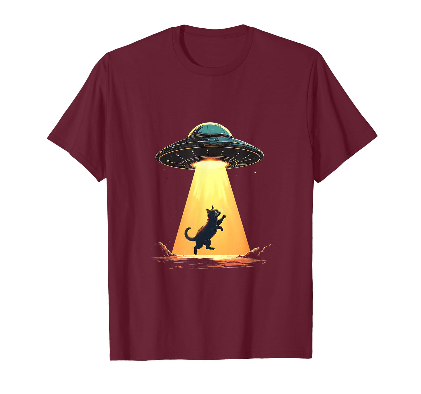 Cat Abduction by UFO Space Theme Funny Pet Lover Design T-Shirt