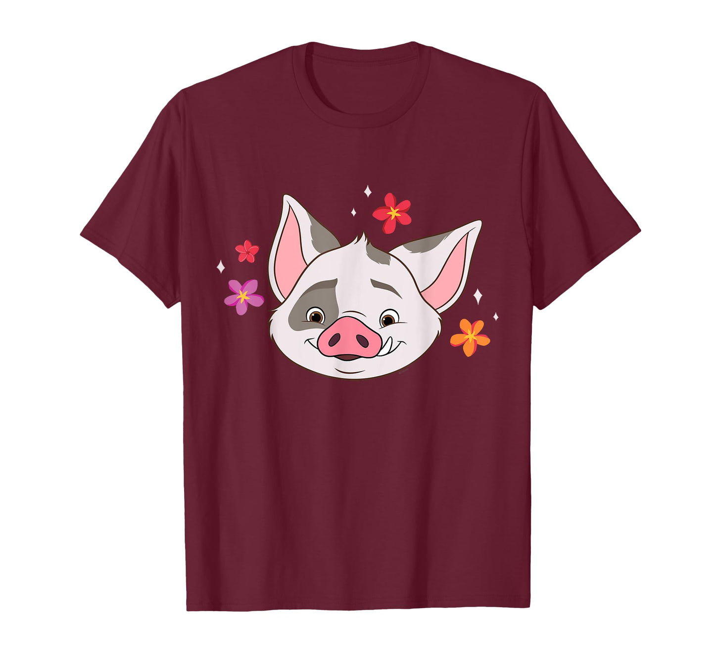 Disney Moana 2 Big Face Pua Tropical Flowers Cute Costume T-Shirt