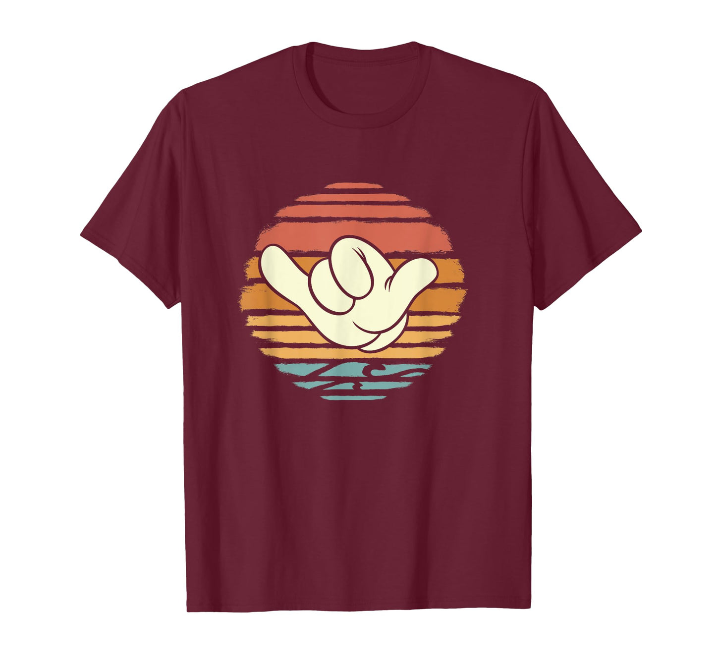 Disney Mickey And Friends Hand Shaka Sign Sunset Vintage T-Shirt