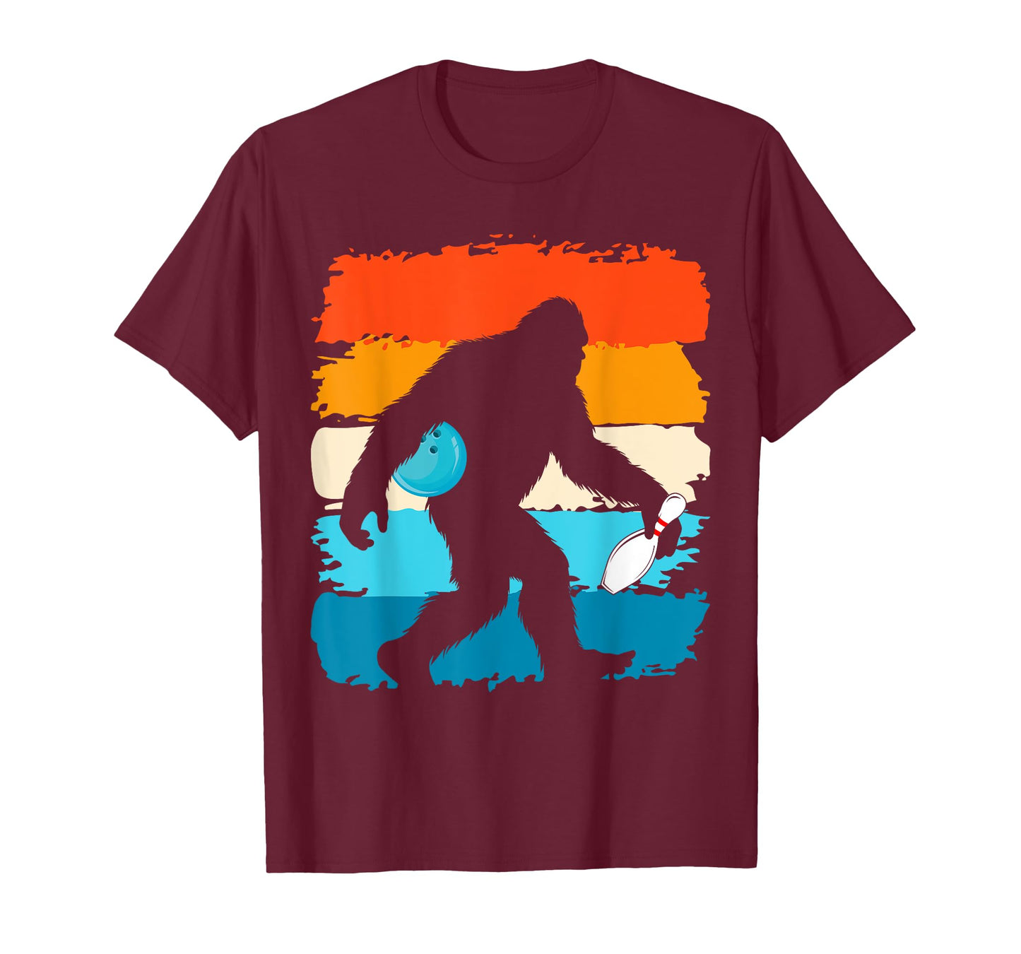 Bigfoot Sasquatch Bowling Retro Bowler Team Men Women T-Shirt