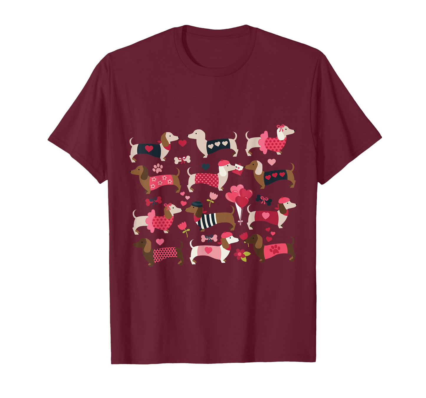 Doxie in Dog Dress Valentines Weiner Dachshund T-Shirt