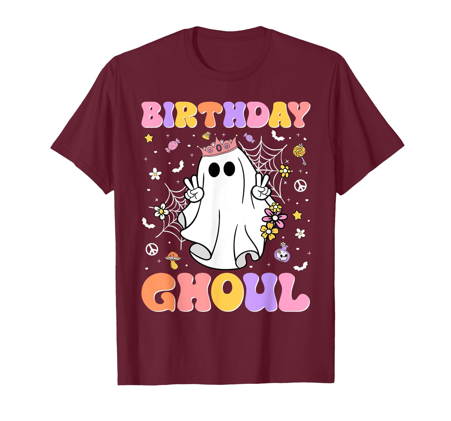 Groovy Ghost Birthday Ghoul Halloween Party Kids Girls T-Shirt
