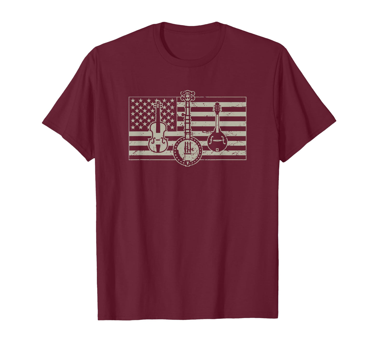 Bluegrass T-Shirt / USA Flag Guitar Banjo Mandolin T-Shirt