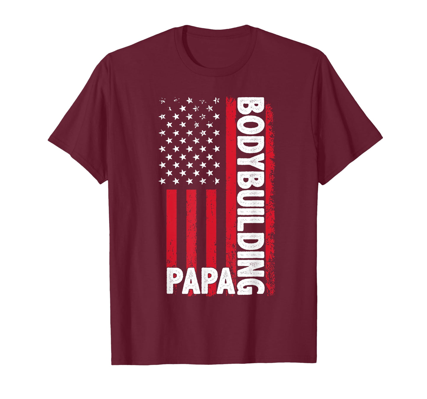 Bodybuilding Papa USA Flag Sports Dad T-Shirt