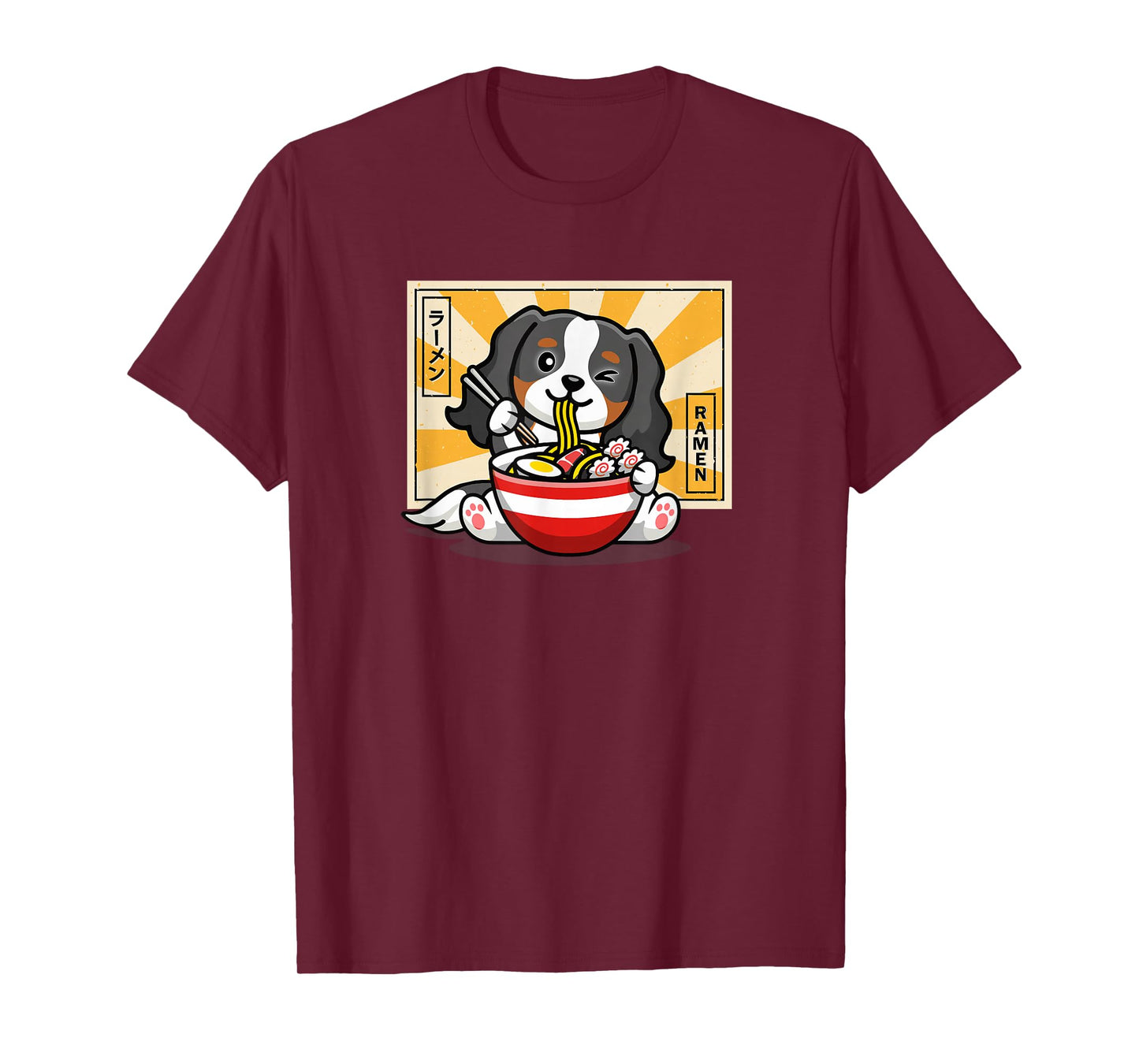 Funny Tri Kawaii Japanese Ramen Tricolor Cavalier Dog Lover T-Shirt