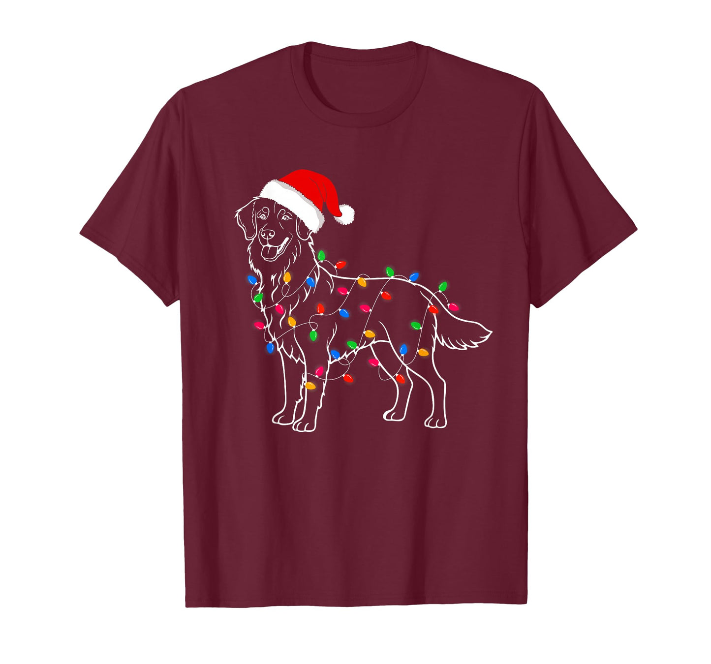 Golden Retriever Dog Christmas Lights Santa Xmas Dog Lover T-Shirt for Men Women Kids