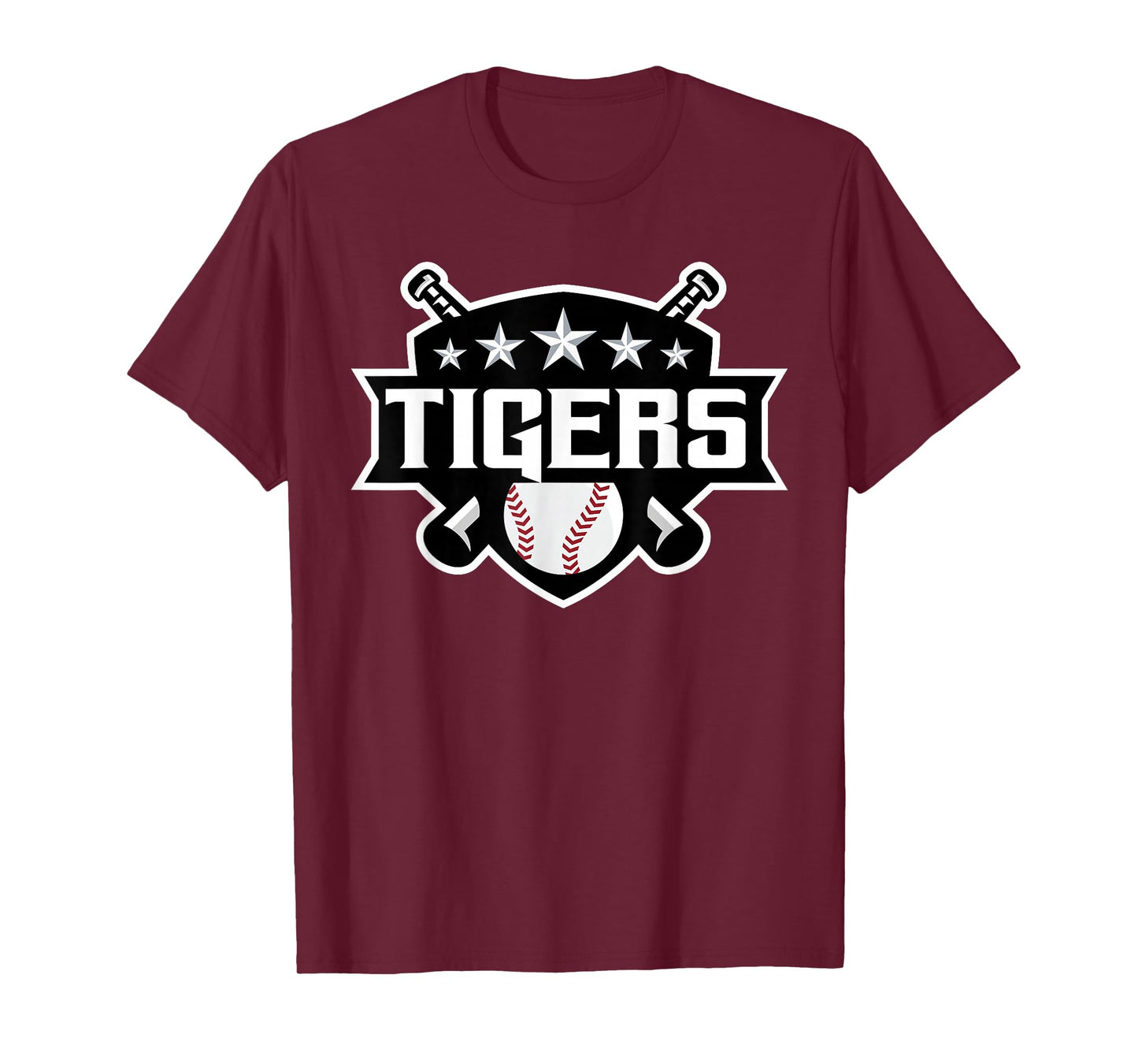 Tigers Baseball Sports Game Day Spirit Print Stars Mom Dad T-Shirt