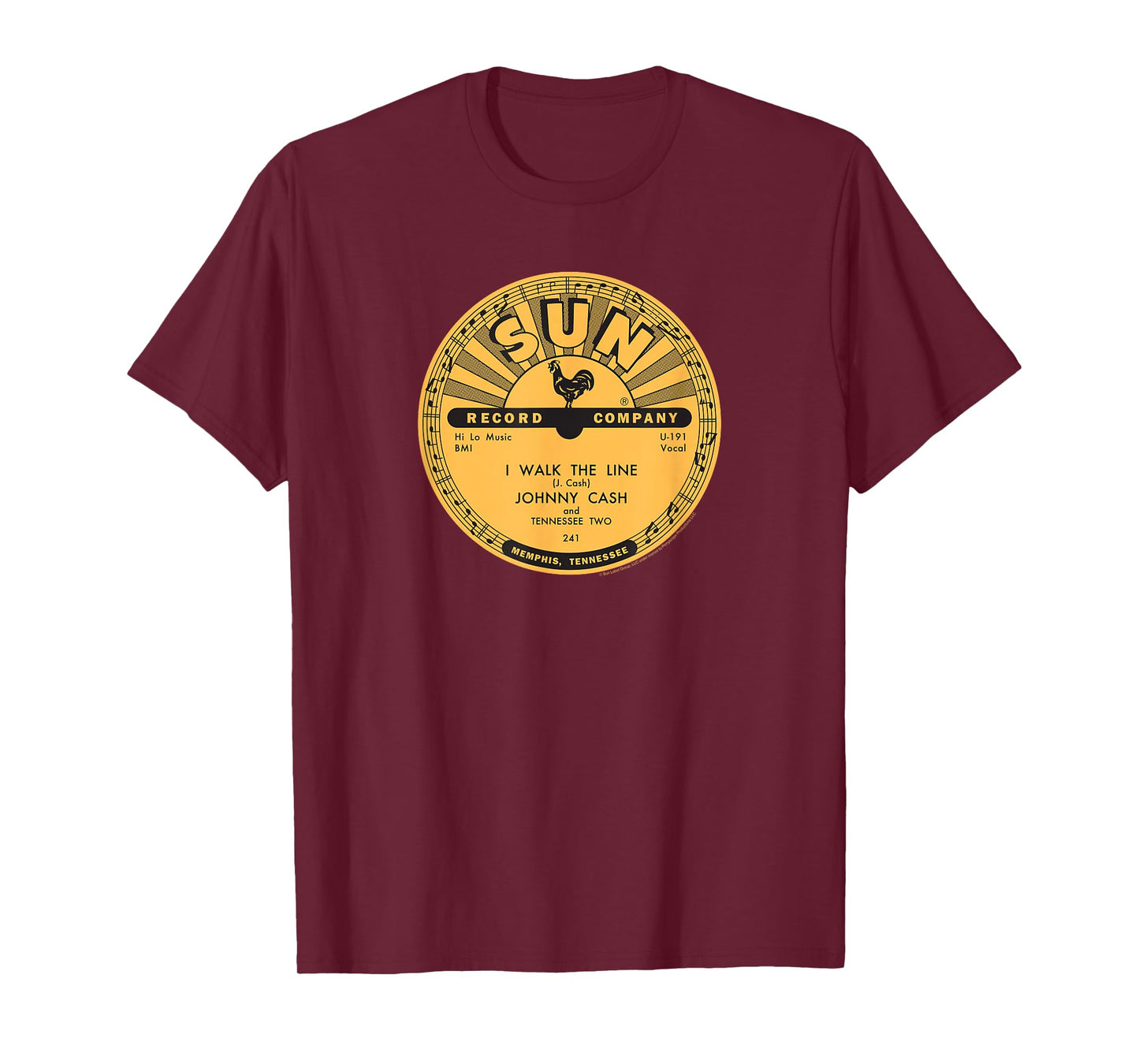 Sun Records Vinyl Johnny Cash I Walk The Line T-Shirt