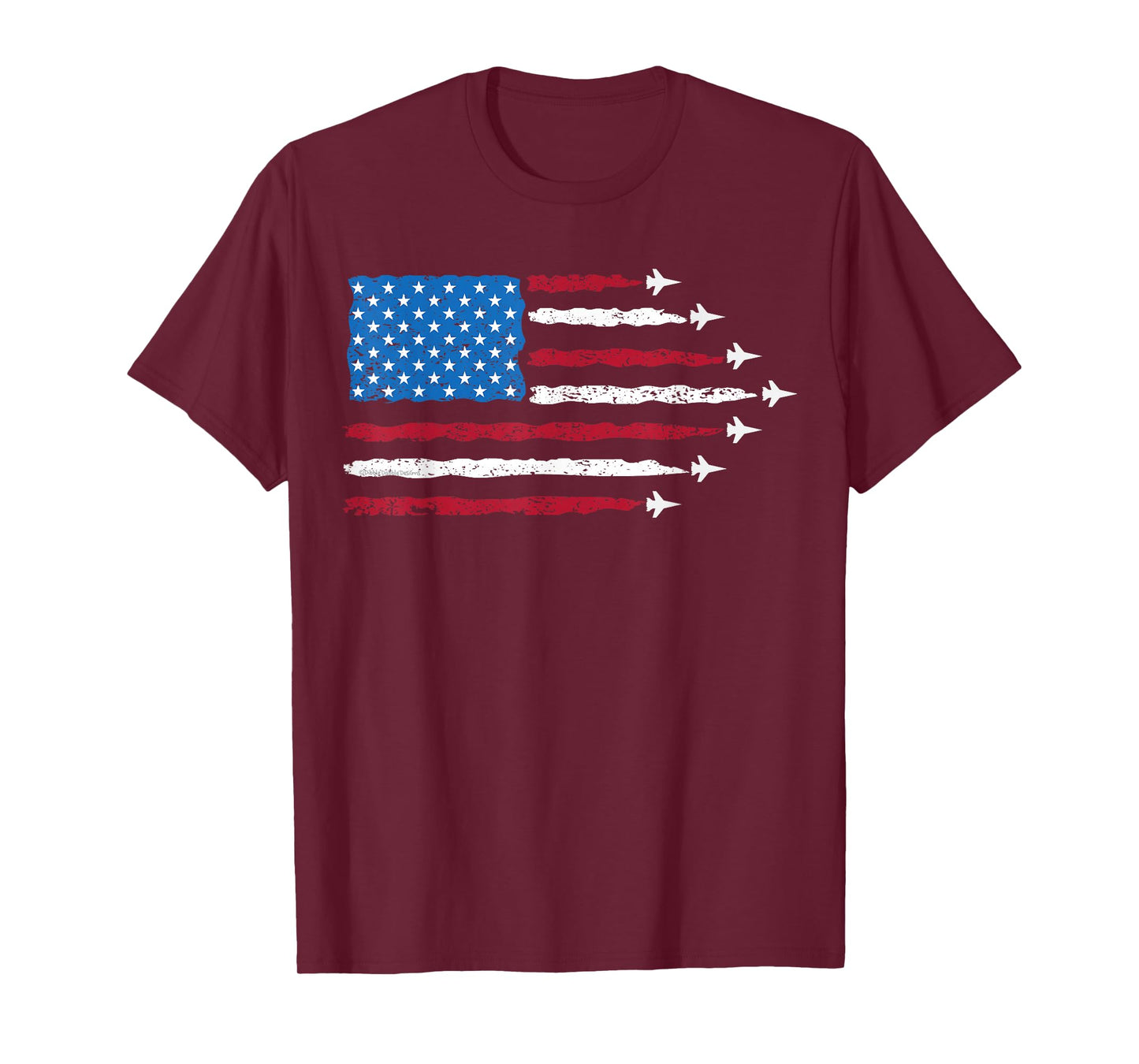Patriotic Red White Blue USA Flag Fighter Jets 4th of July T-Shirt