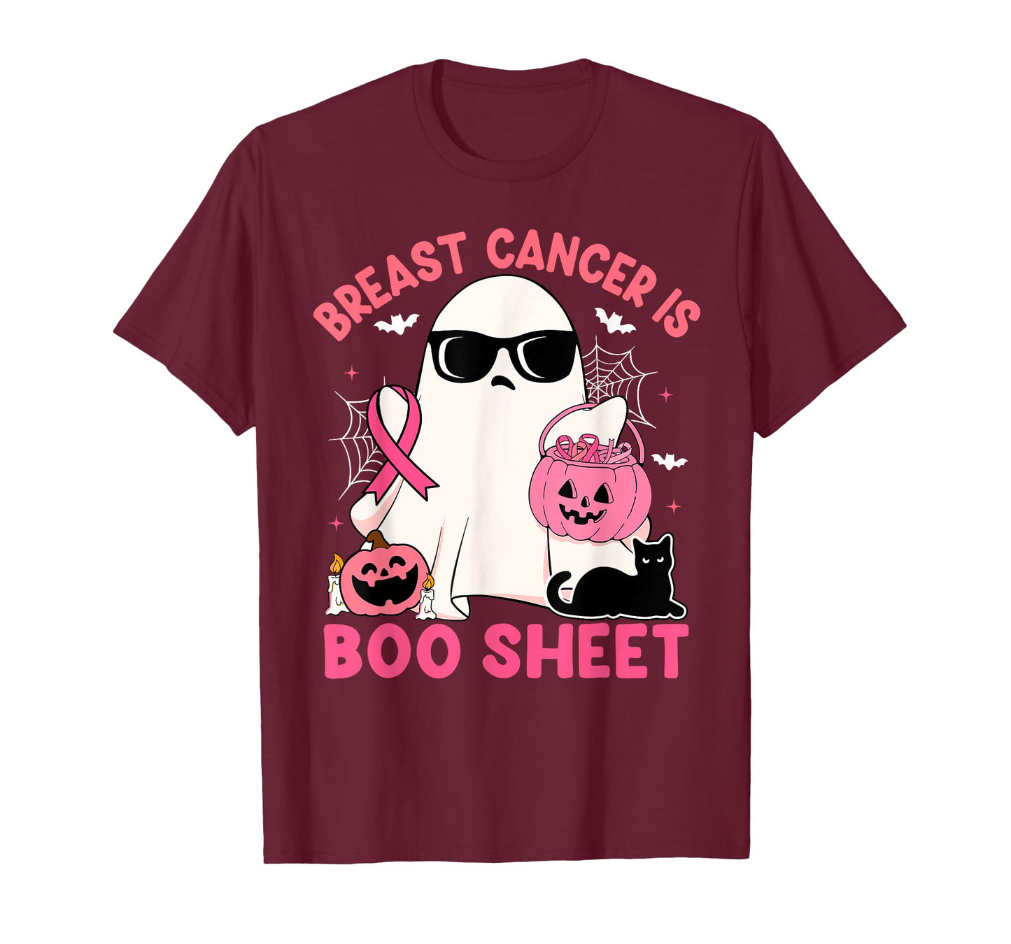 Breast Cancer Is Boo Sheet Pink Ribbon Halloween Ghost Funny T-Shirt