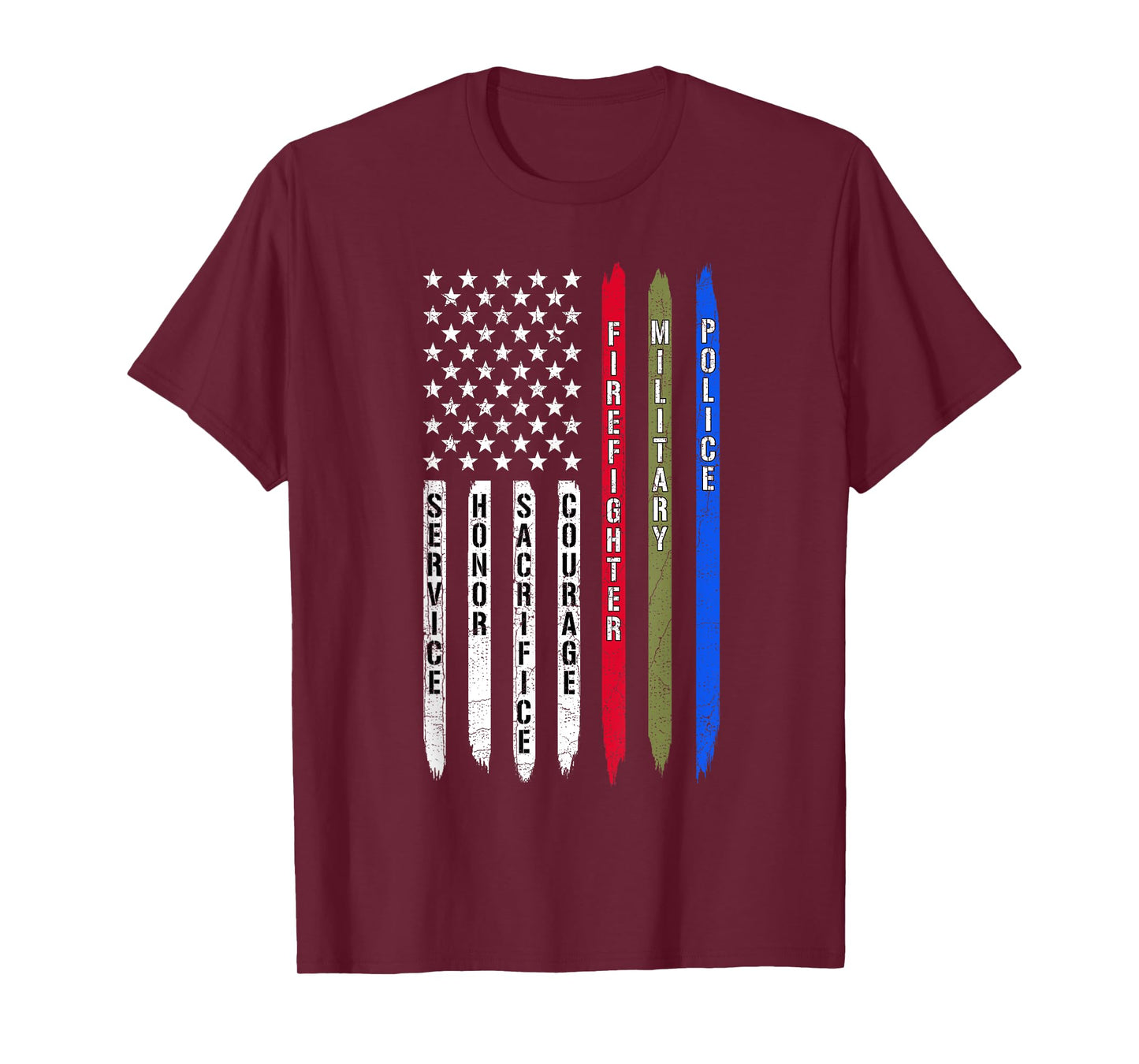 Police Military Fire Firefighter Thin Line Usa American Flag T-Shirt