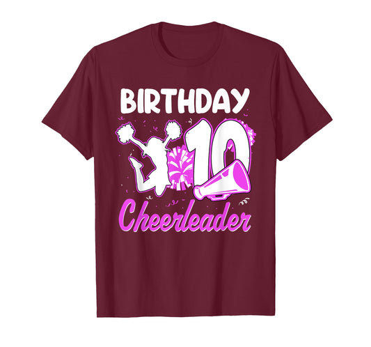 10th Birthday Cheerleader Girl 10 Years Old Cheerleading T-Shirt