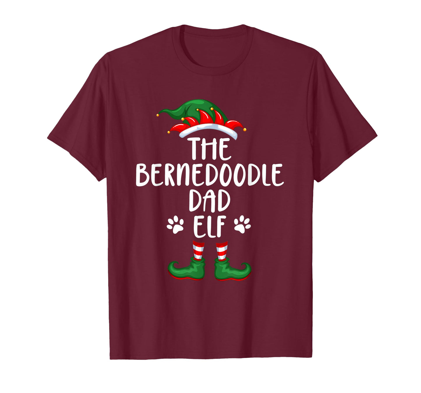 Bernedoodle Dad Dog Elf Christmas Funny Matching Xmas Pajama T-Shirt