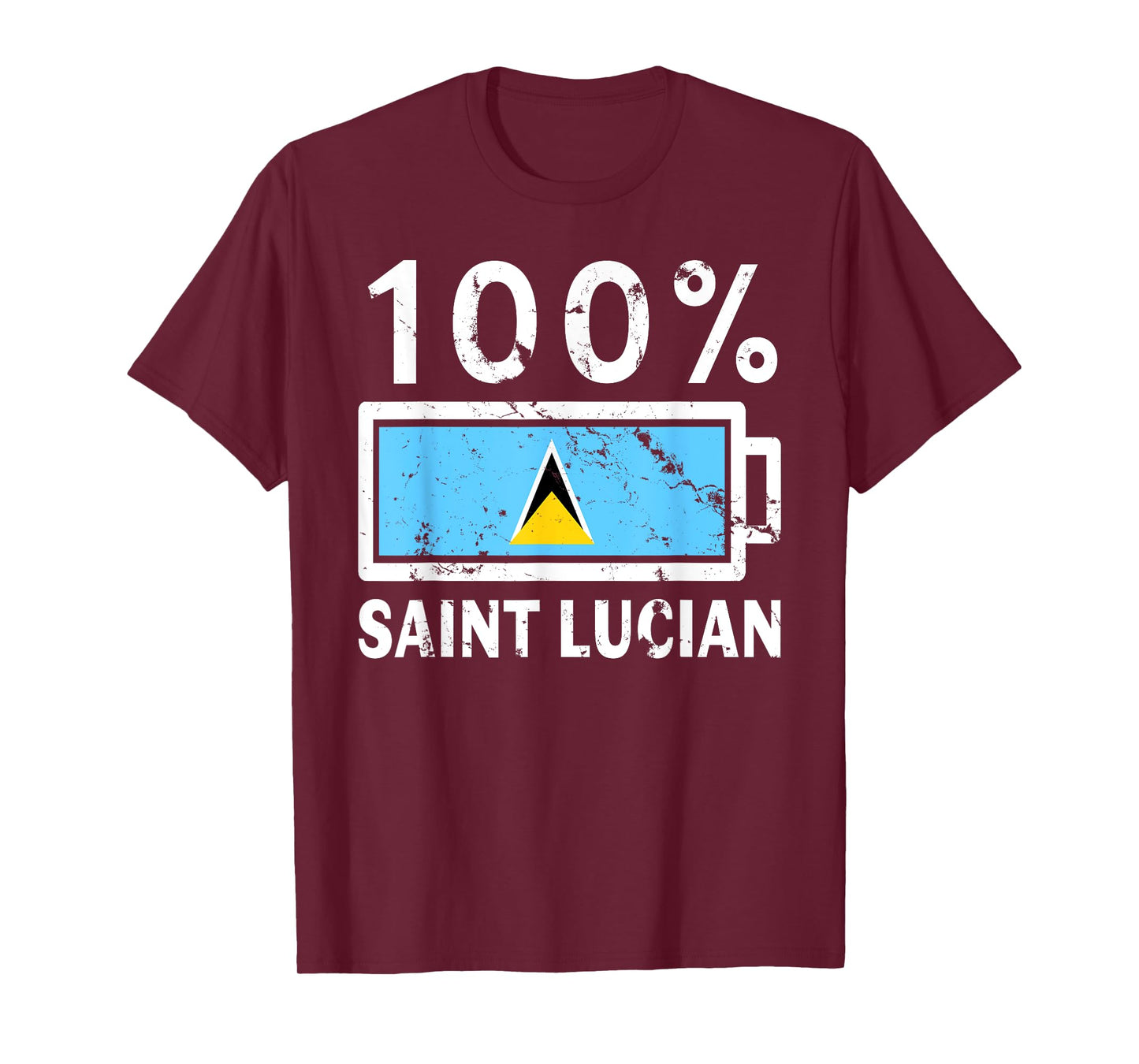 Saint Lucia Flag | 100% Saint Lucian Battery Power Tea T-Shirt