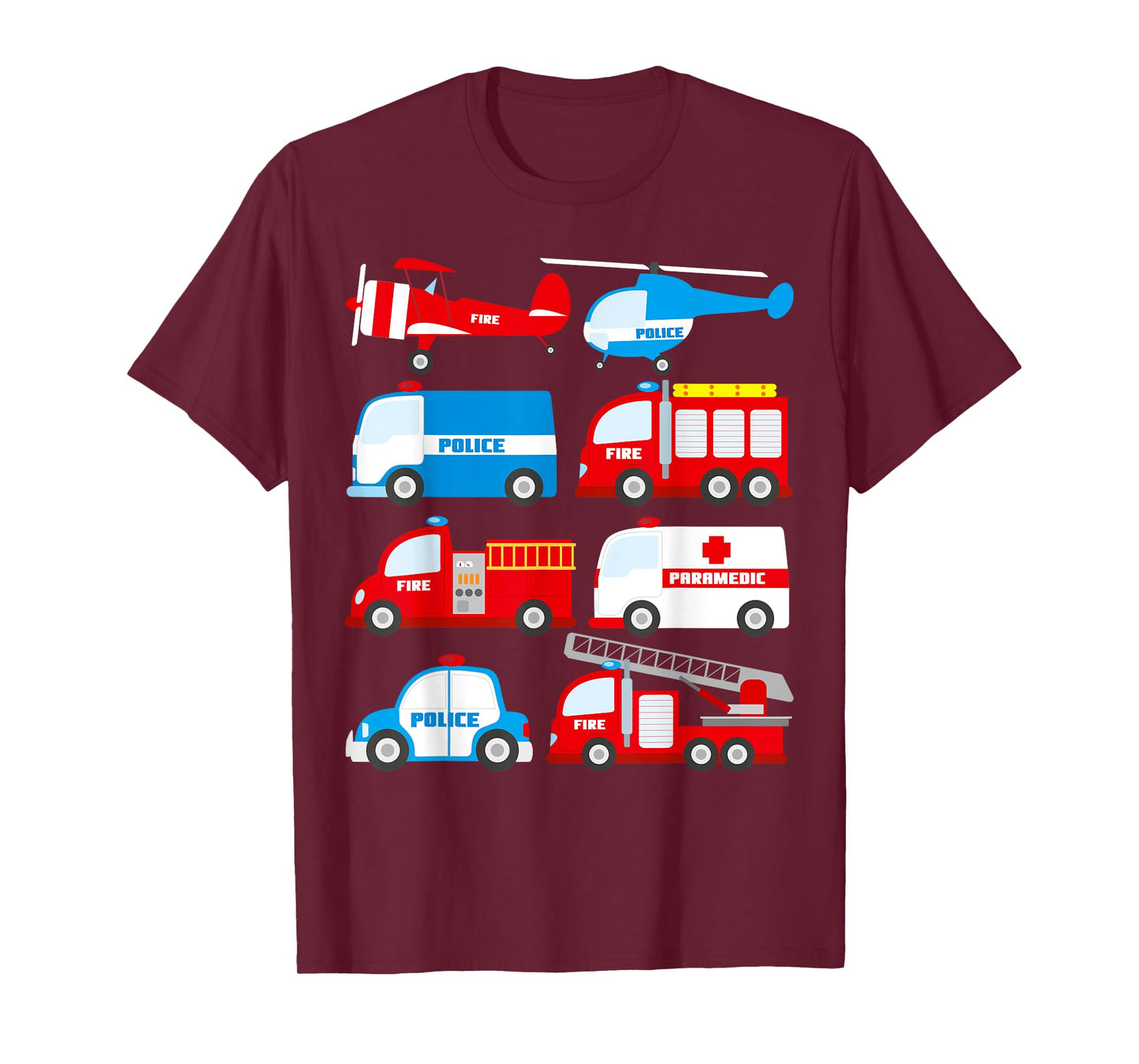 Emergency Vehicles Birthday Ambulance Fire Truck Firefighter T-Shirt