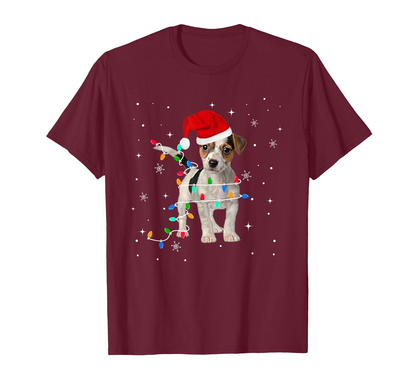 Funny Jack Russell Terrier Christmas Light Dog Puppy Xmas T-Shirt