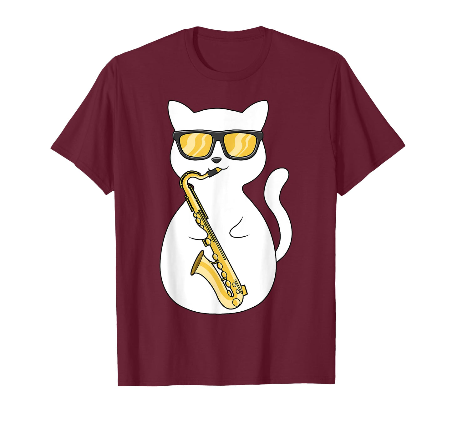 Saxophone Player Cat Lover Saxophonist Moon Jazz Musician T-Shirt for Men Women Kids