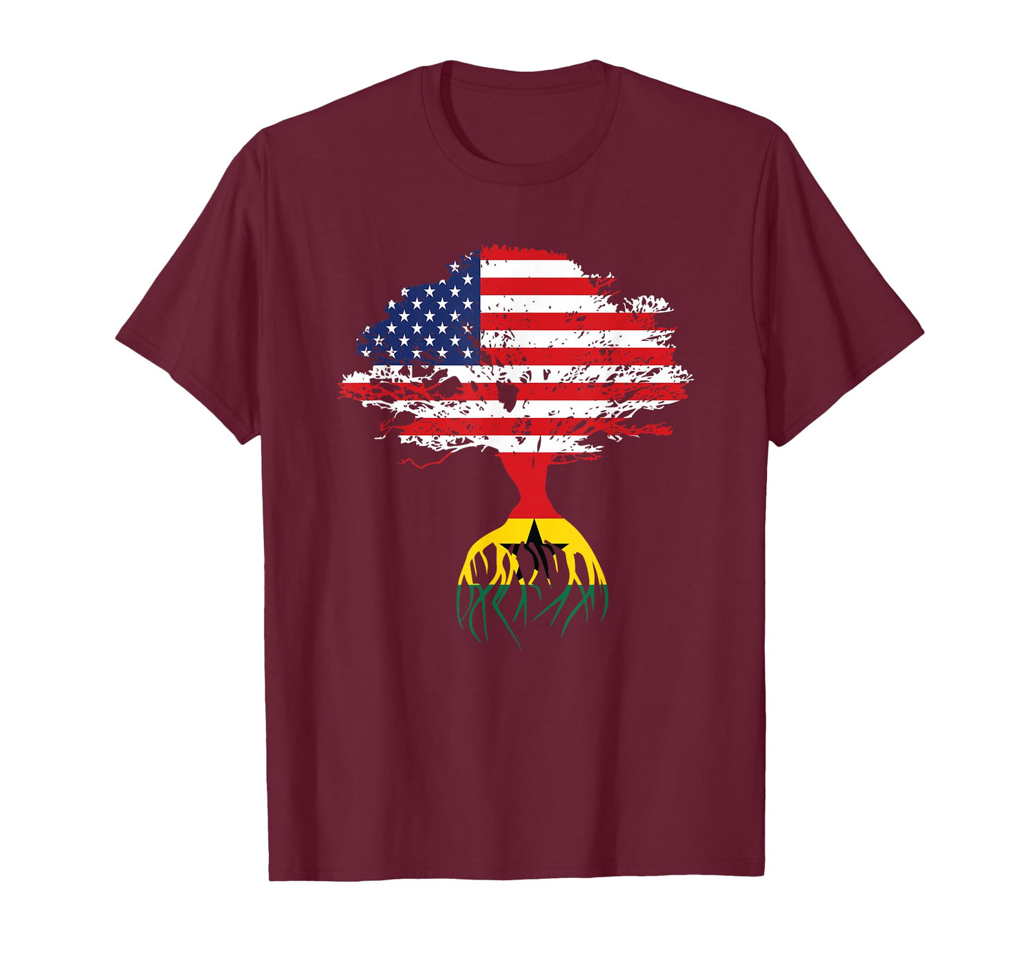 Ghanaian Roots American Flag Ghana Gifts T-Shirt