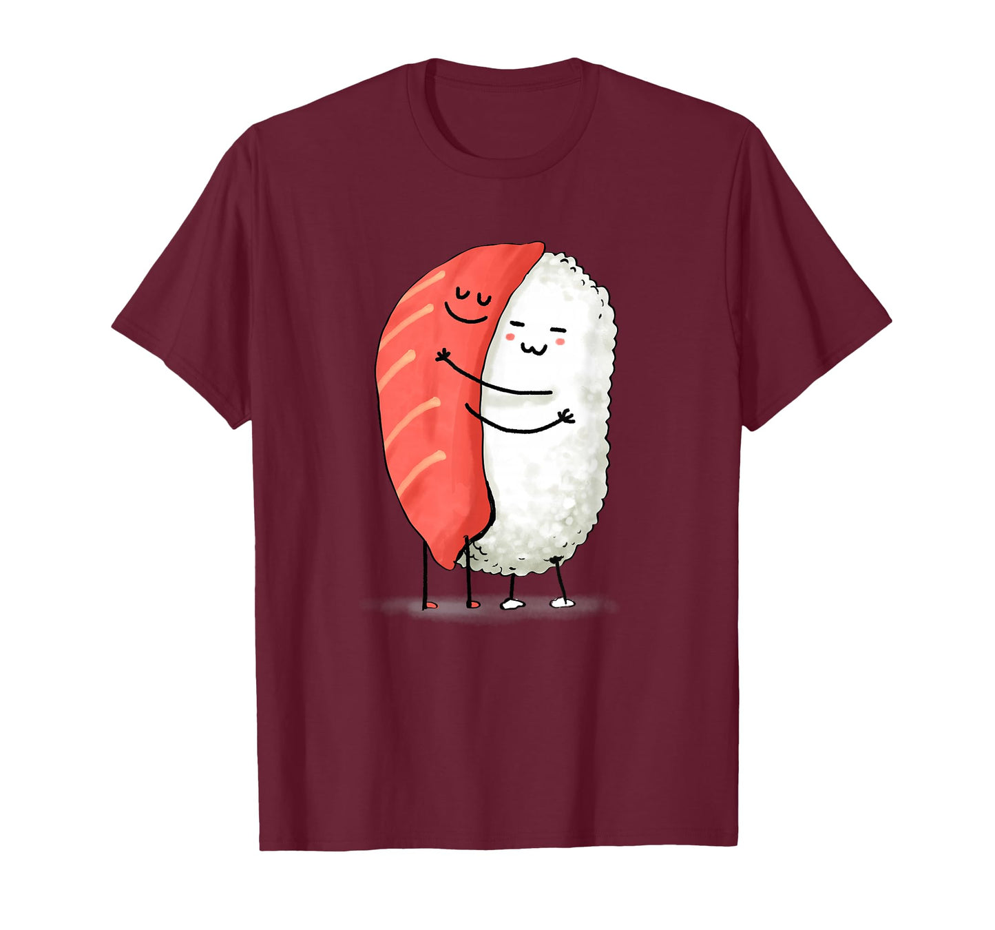Wowsome! Unisex-Adults Sushi Lover T-Shirt - Black - Small - Short Sleeve - Japanese Anime Sushi Hug Design