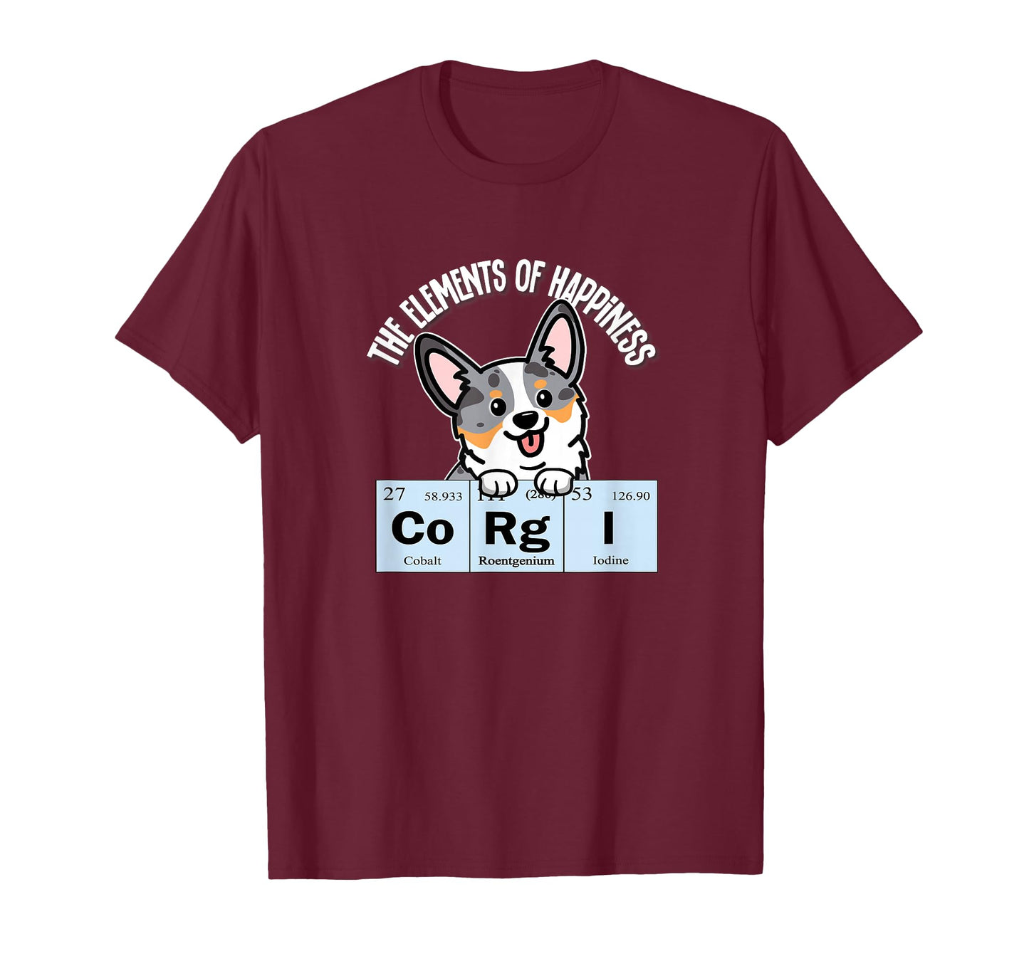 Funny Elements of Happiness Blue Merle Corgi Dog Lover T-Shirt