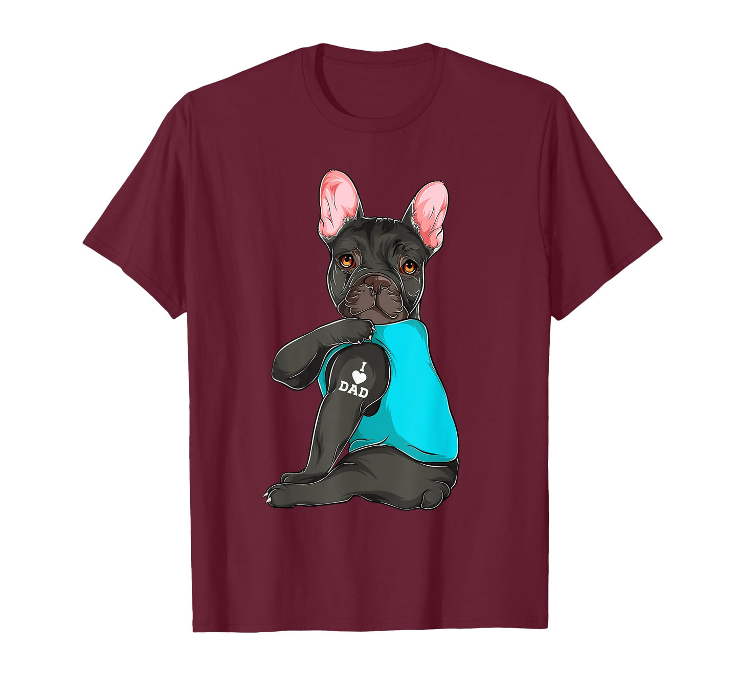 French Bulldog I Love Dad Tattoo Apparel, Dog Dad Gifts Dads Men Women T-Shirt